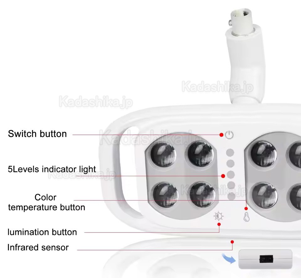 歯科ユニットライト 赤外線誘導式無影灯 8LED 10W 2色調光